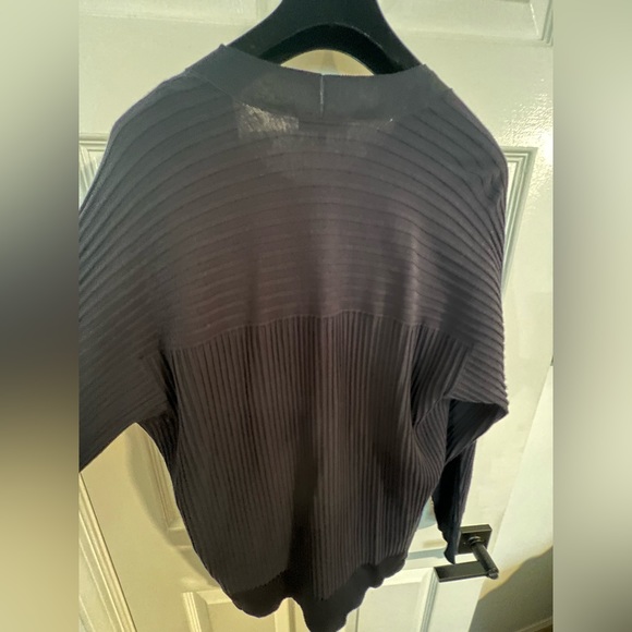 lafayette 148 matching set KNIT RIBBED OPEN FRONT CARDIGAN & bateau neck top L - Picture 8 of 16